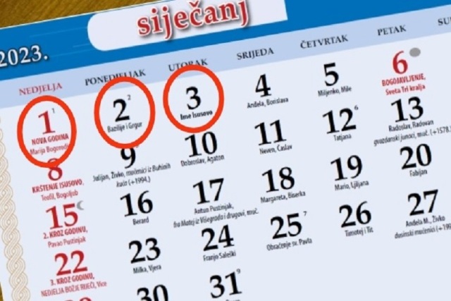 neradni dani sijecanj